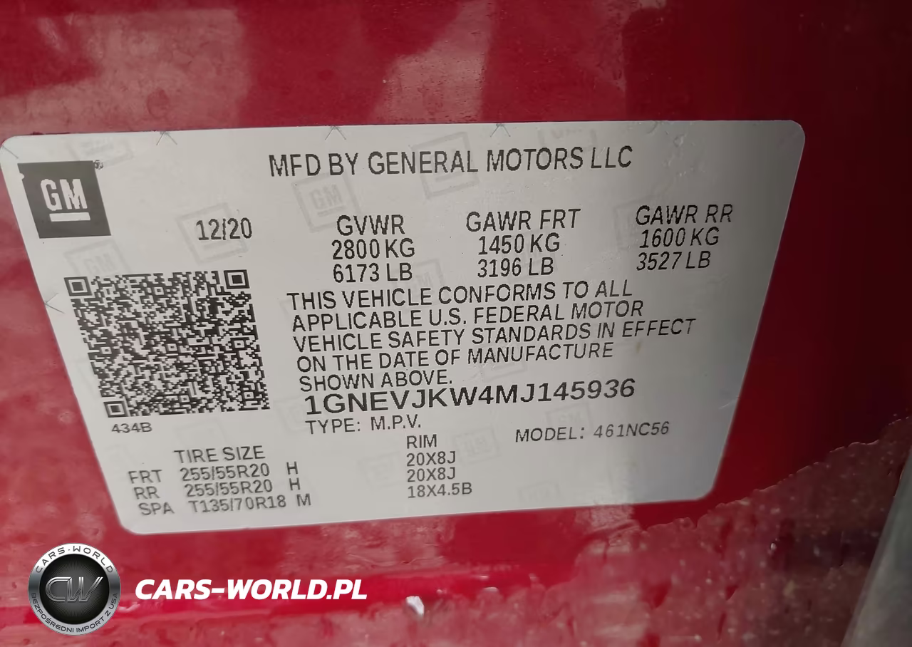 2021 Chevrolet Traverse Awd Rs VIN:1GNEVJKW4MJ145936 - 9