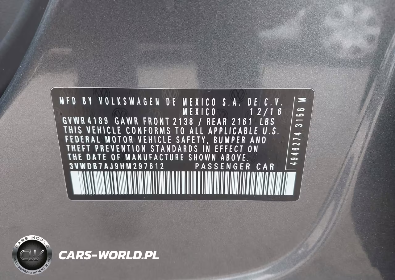 2017 Volkswagen Jetta 1.4T Se VIN:3VWDB7AJ9HM297612 - 9