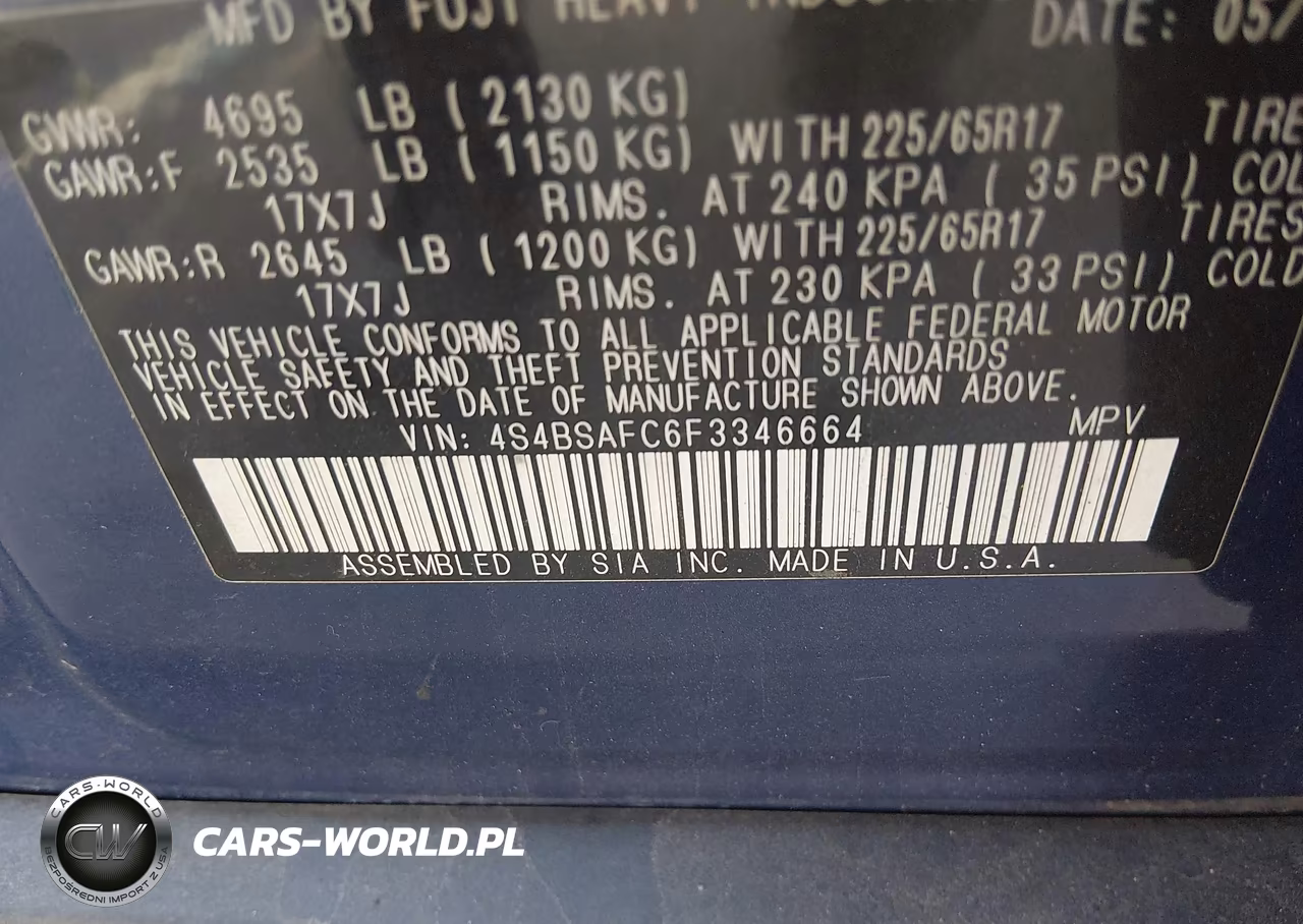 2015 Subaru Outback 2.5I Premium VIN:4S4BSAFC6F3346664 - 9