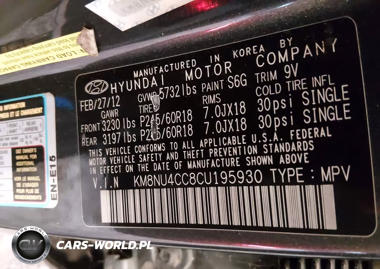 2012 Hyundai Veracruz Limited VIN:KM8NU4CC8CU195930 - 9