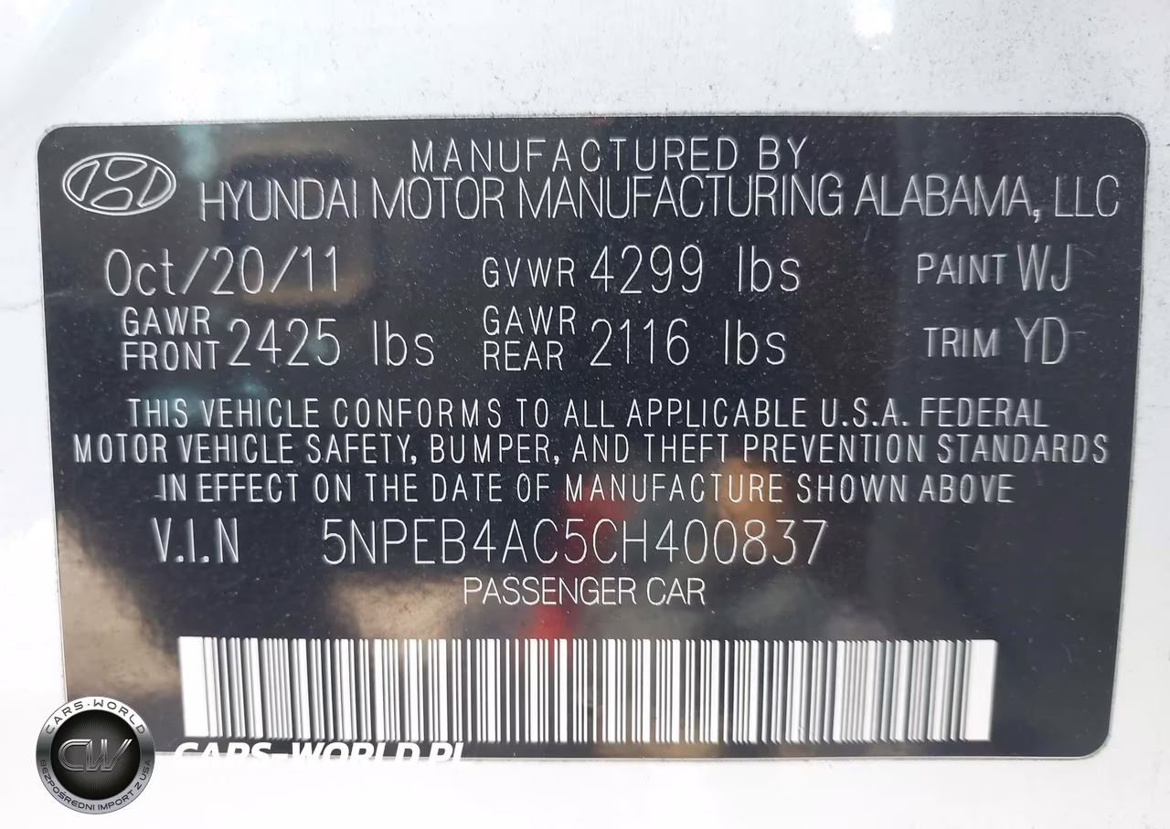 2012 Hyundai Sonata Gls VIN:5NPEB4AC5CH400837 - 9