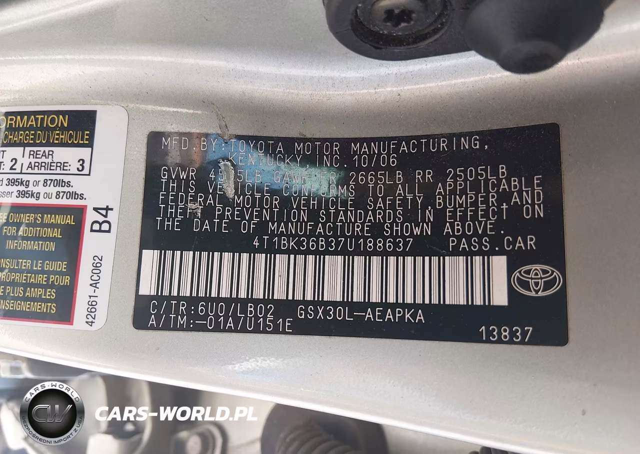 2007 Toyota Avalon Limited VIN:4T1BK36B37U188637 - 9