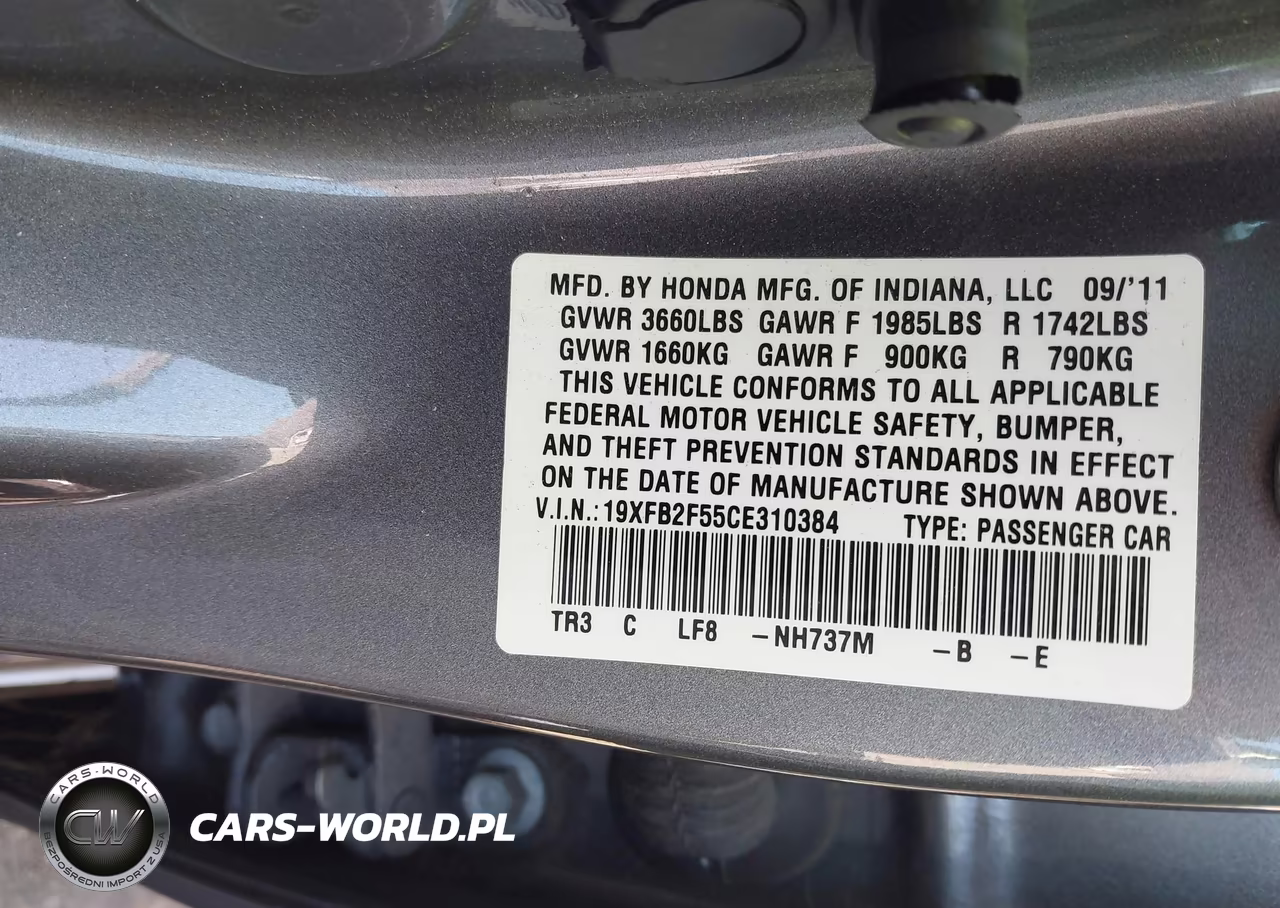 2012 Honda Civic Lx VIN:19XFB2F55CE310384 - 9