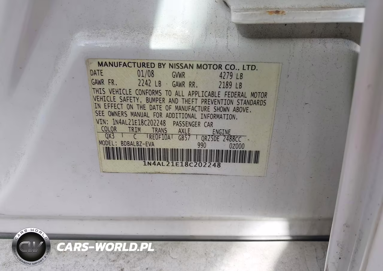 2008 Nissan Altima 2.5 S VIN:1N4AL21E18C202248 - 9