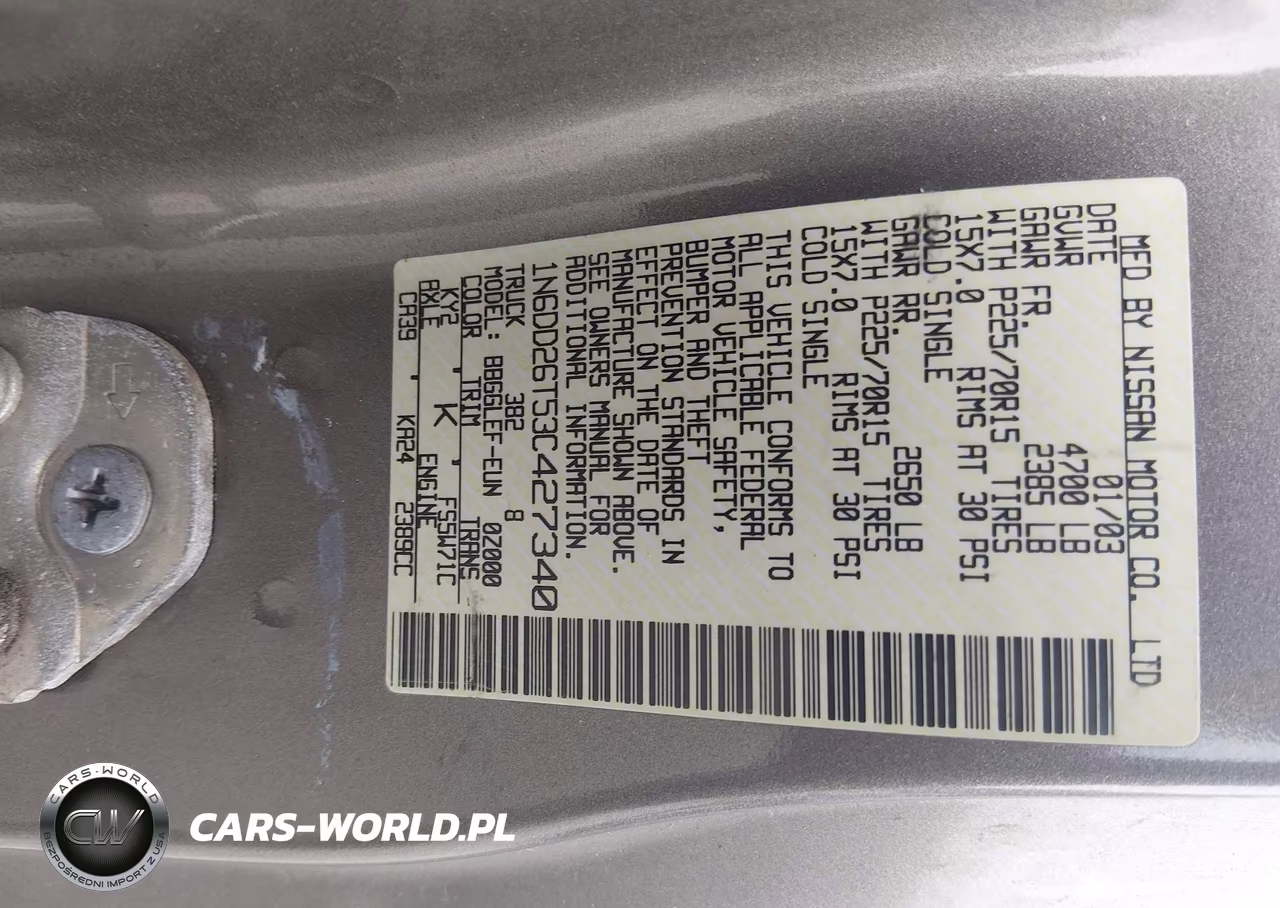 2003 Nissan Frontier Xe VIN:1N6DD26T53C427340 - 9