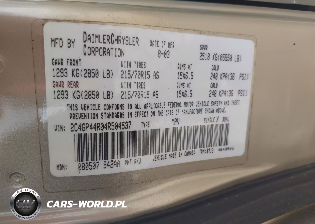 2004 Chrysler Town & Country Lx VIN:2C4GP44R04R504537 - 9