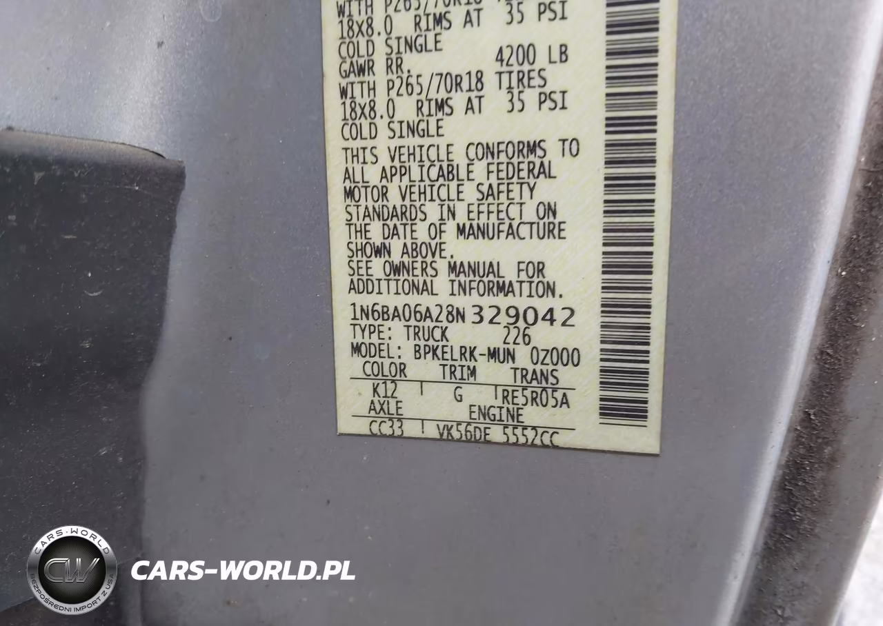 2008 Nissan Titan Xe VIN:1N6BA06A28N329042 - 9