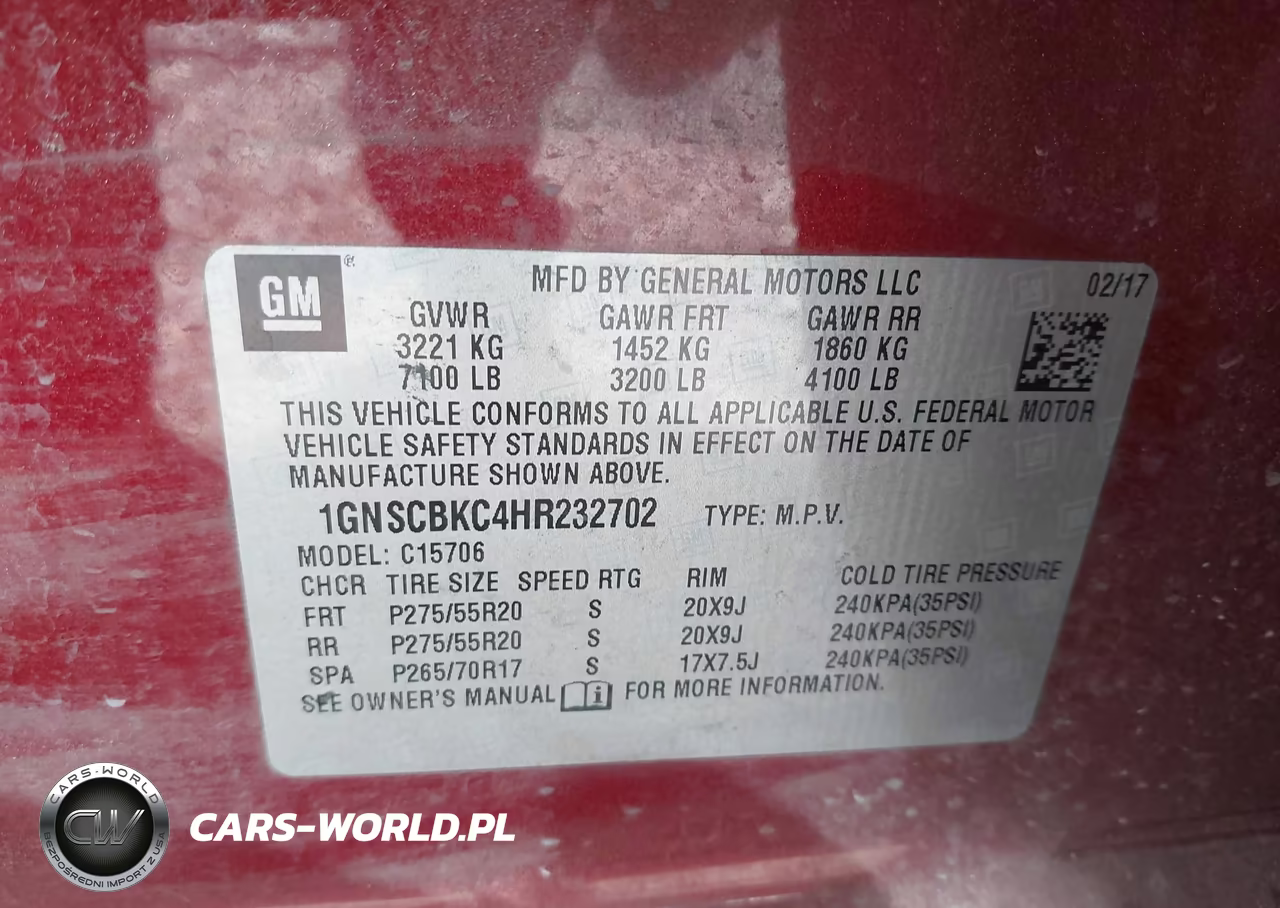 2017 Chevrolet Tahoe Lt VIN:1GNSCBKC4HR232702 - 9