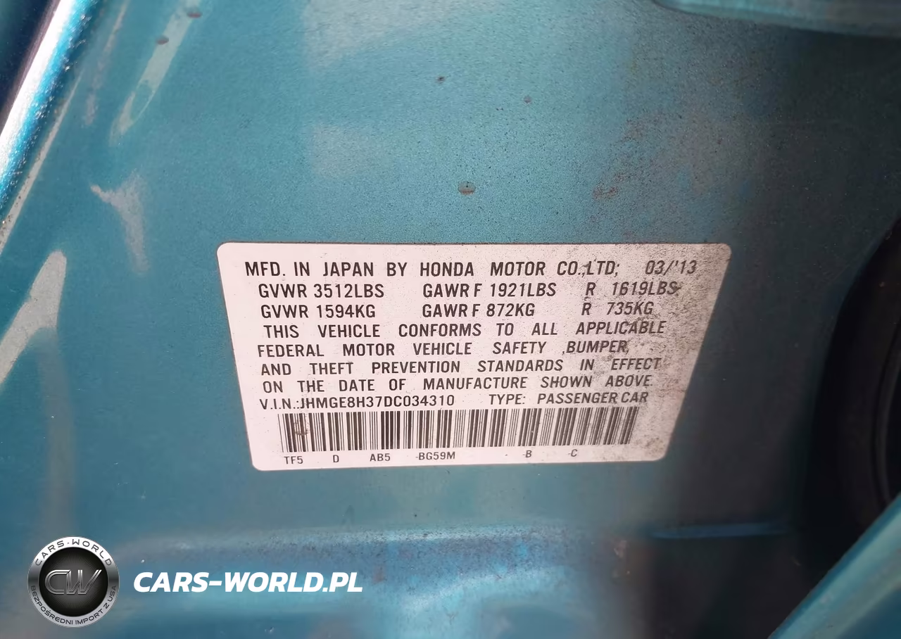 2013 Honda Fit VIN:JHMGE8H37DC034310 - 9