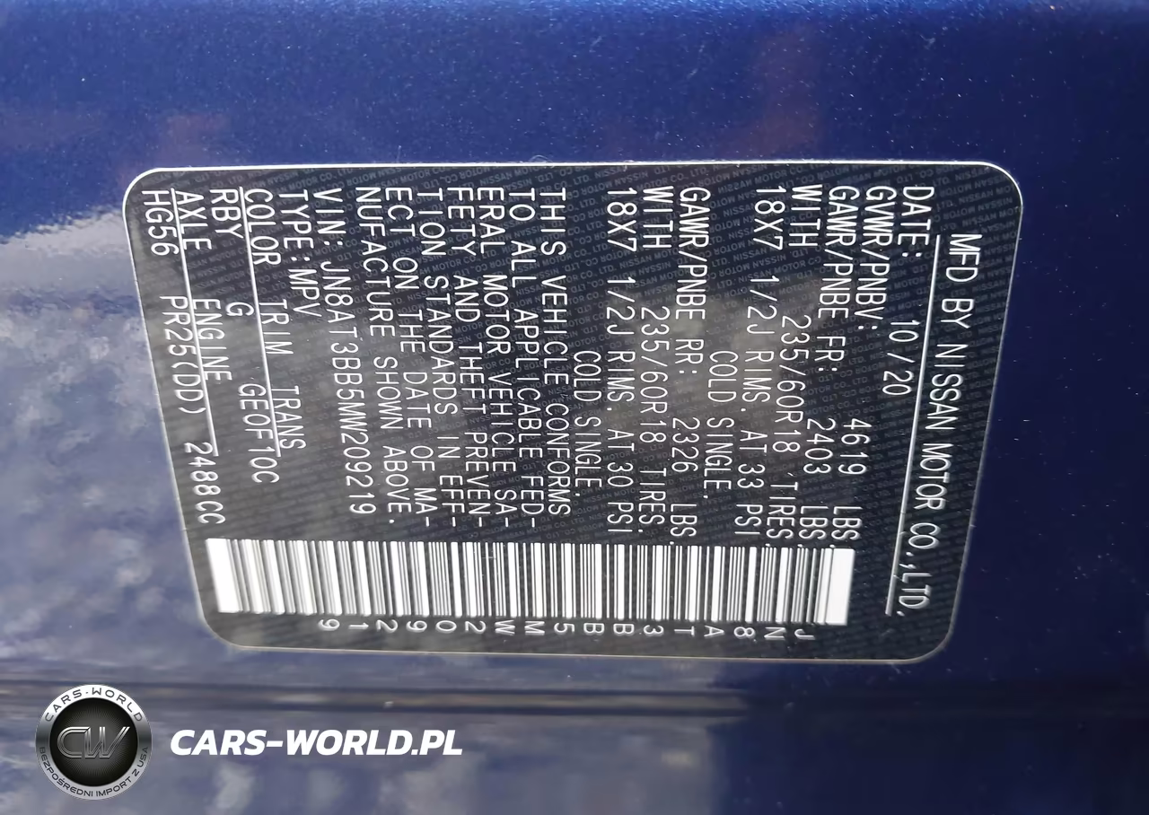 2021 Nissan Rogue Sv Intelligent Awd VIN:JN8AT3BB5MW209219 - 9