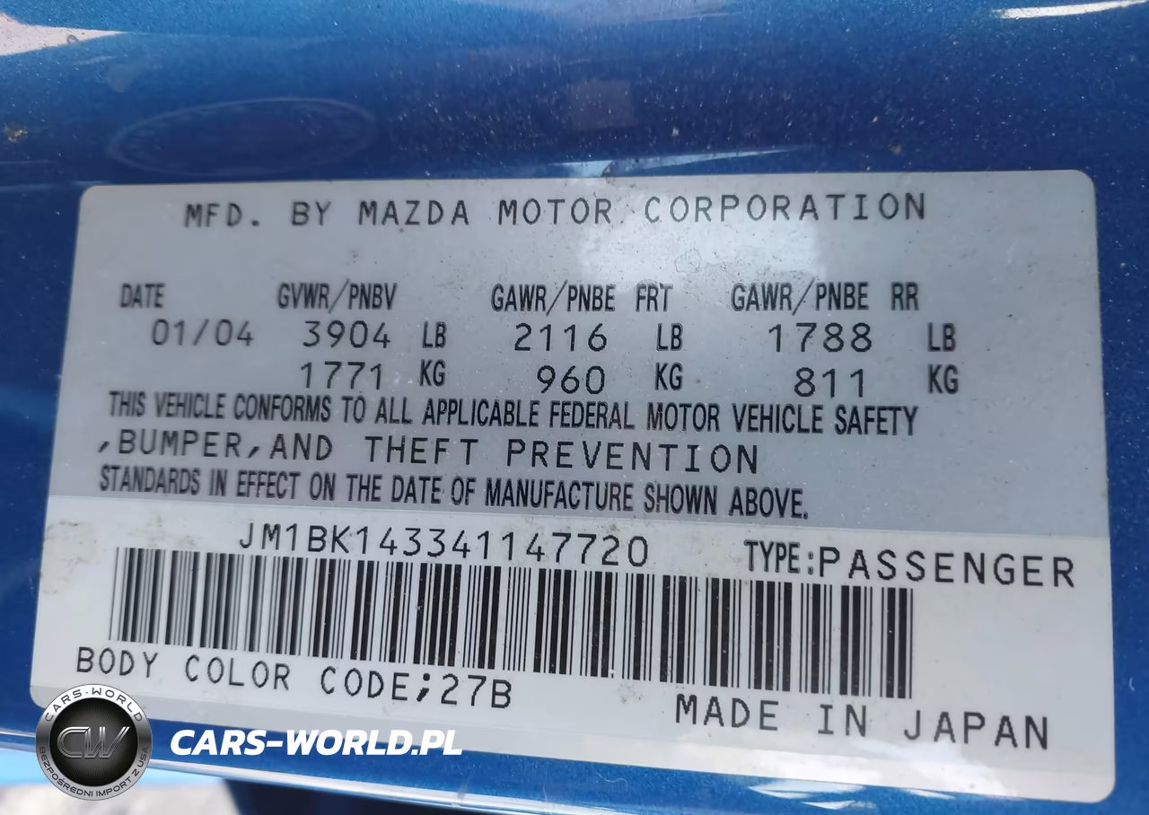 2004 Mazda Mazda3 S VIN:JM1BK143341147720 - 9