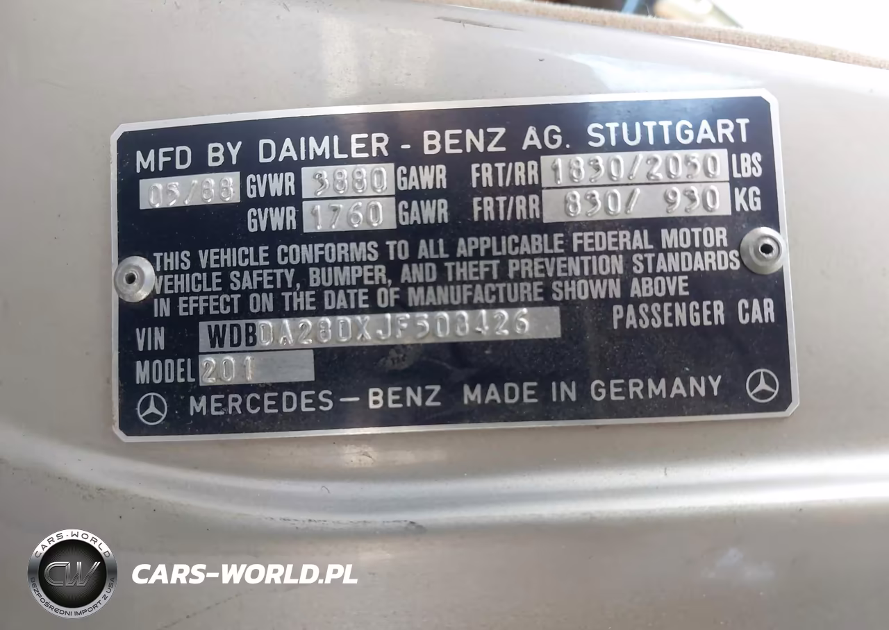 1988 Mercedes-Benz 190 E 2.3 VIN:WDBDA28DXJF508426 - 9