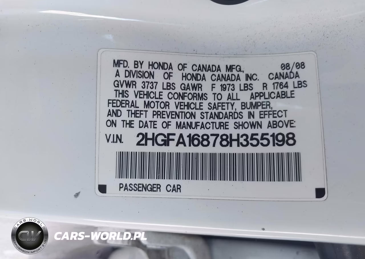 2008 Honda Civic Ex VIN:2HGFA16878H355198 - 9