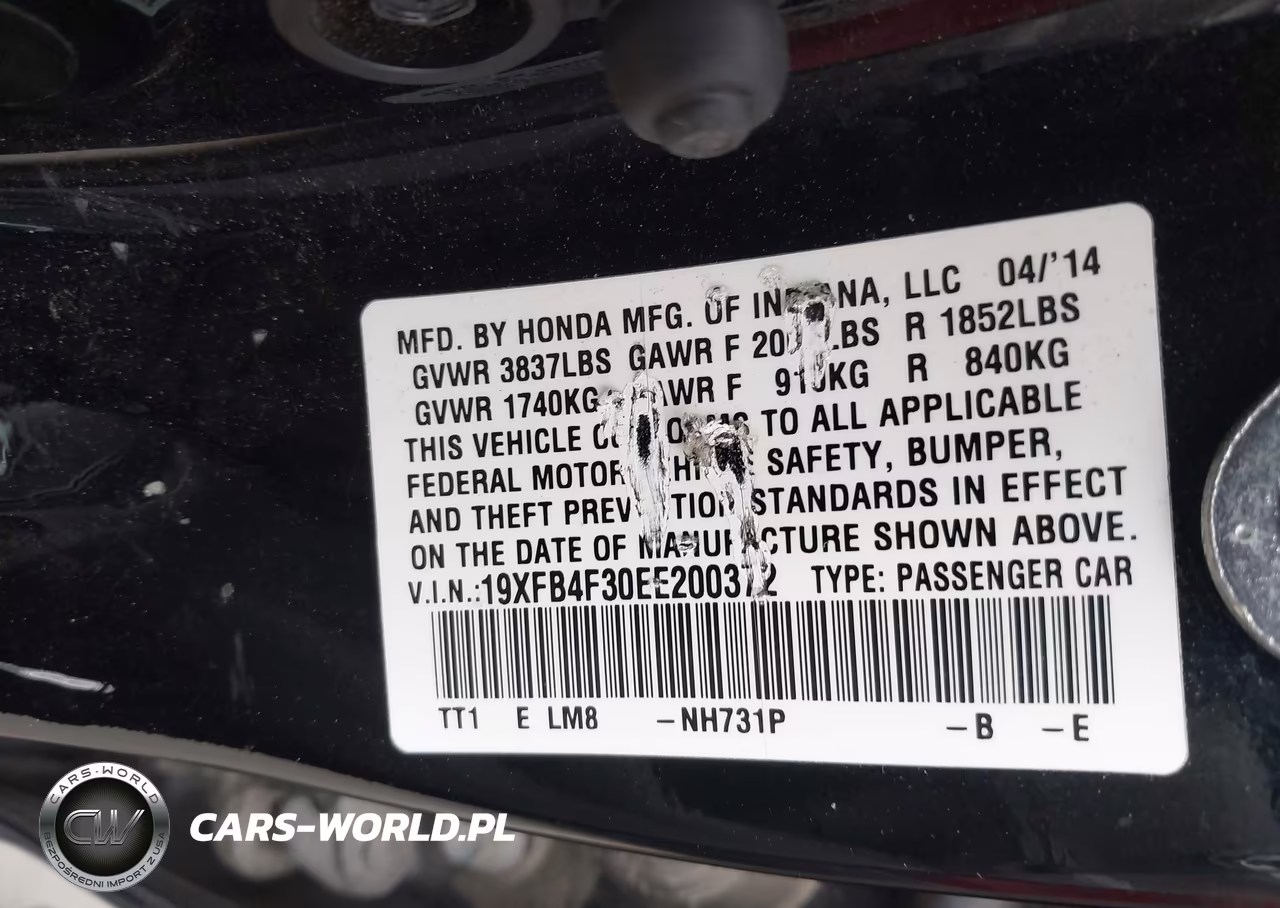 2014 Honda Civic Hybrid VIN:19XFB4F30EE200372 - 9