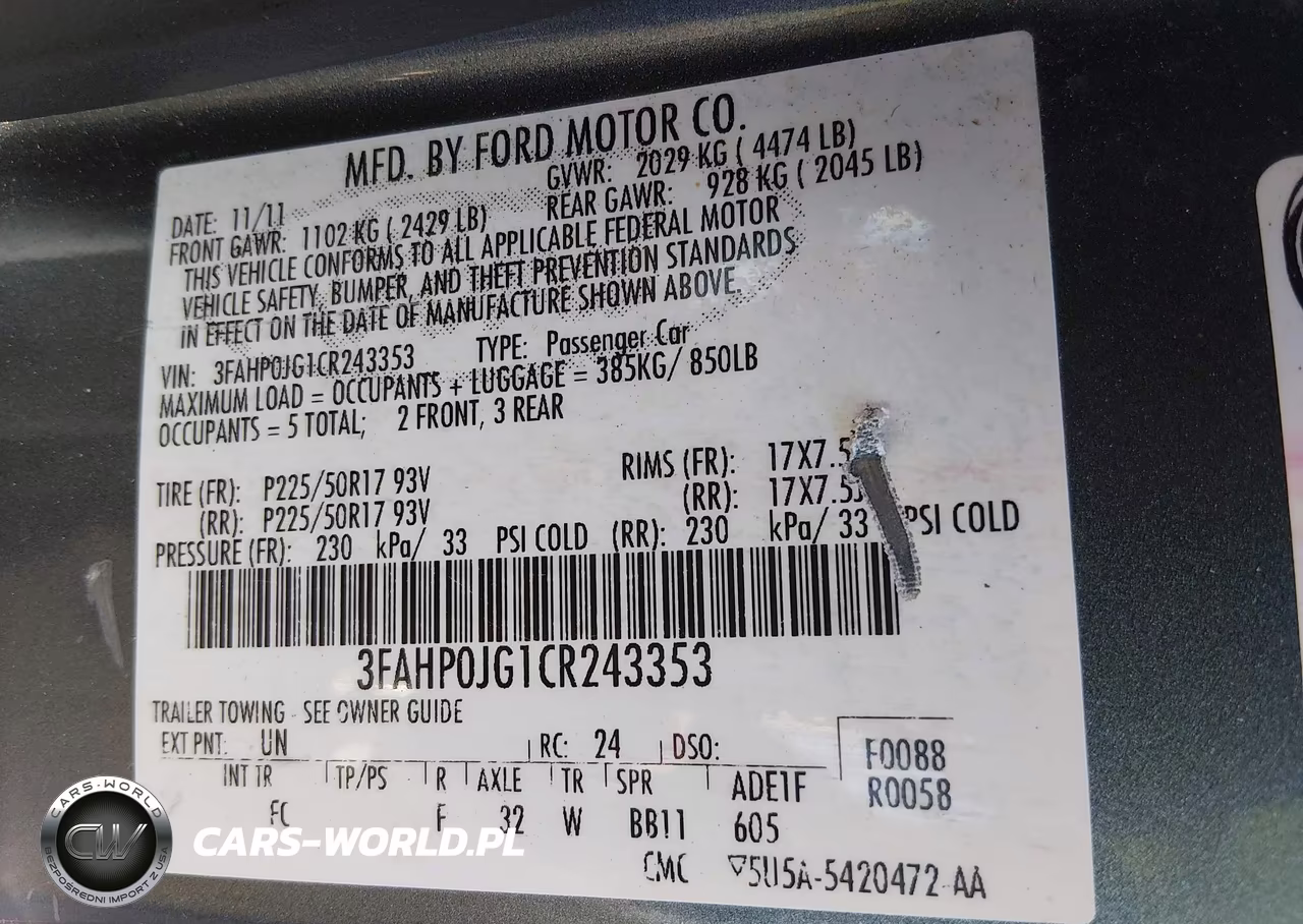2012 Ford Fusion Sel VIN:3FAHP0JG1CR243353 - 9