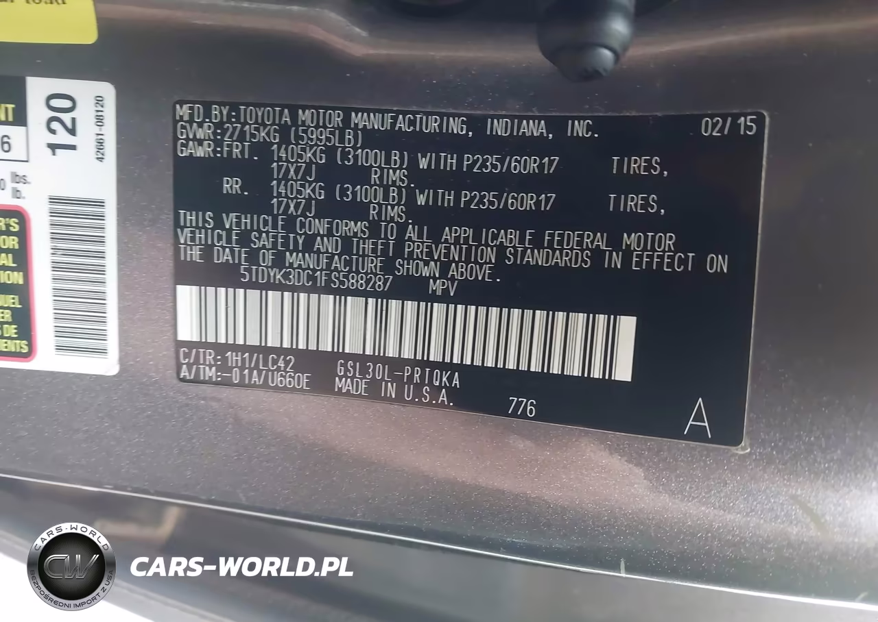 2015 Toyota Sienna Xle 8 Passenger VIN:5TDYK3DC1FS588287 - 9