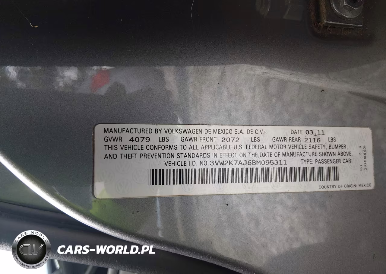 2011 Volkswagen Jetta 2.0L S VIN:3VW2K7AJ6BM095311 - 9