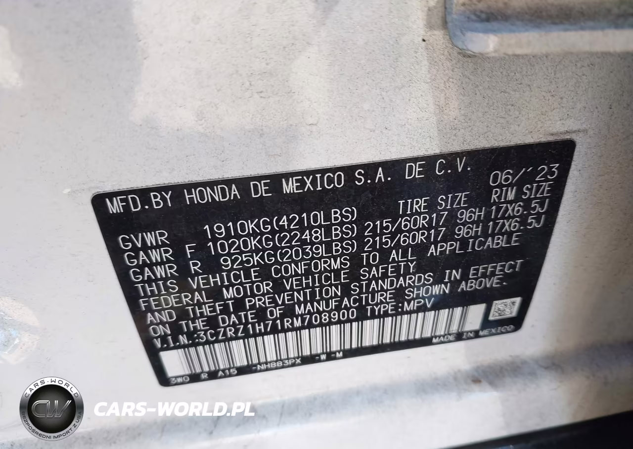 2024 Honda Hr-V 2Wd Ex-L-2Wd Ex-L W-O Bsi VIN:3CZRZ1H71RM708900 - 9