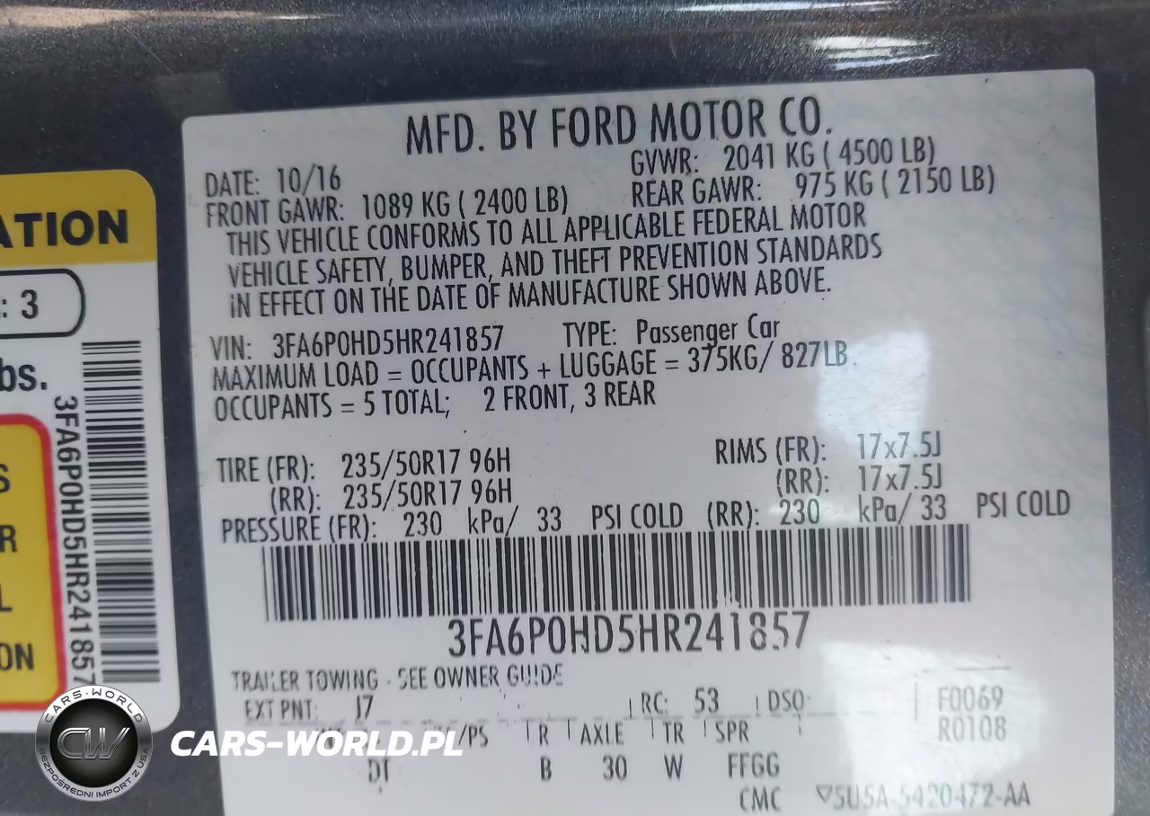 2017 Ford Fusion Se VIN:3FA6P0HD5HR241857 - 9