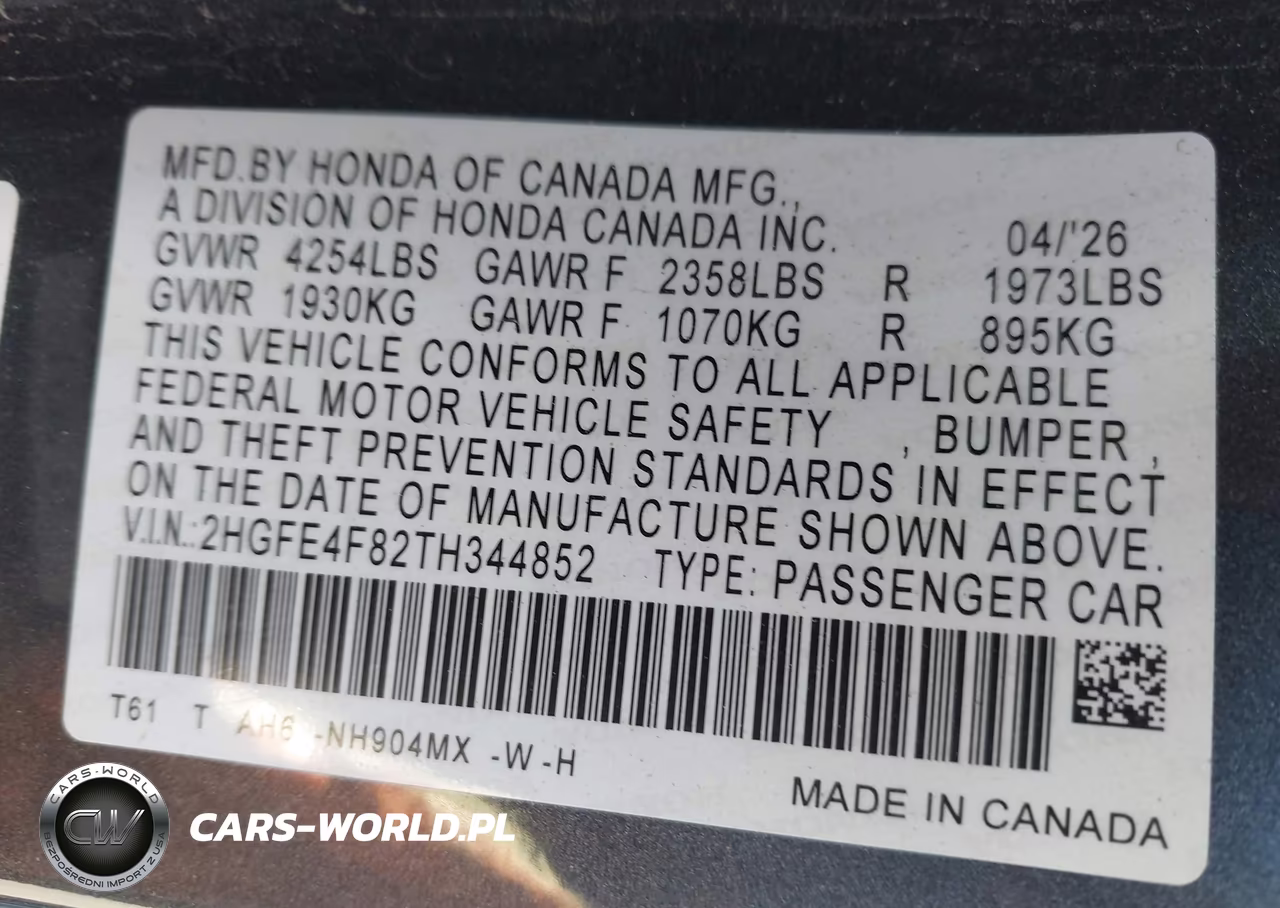 2026 Honda Civic Hybrid Sport-Sport Touring VIN:2HGFE4F82TH344852 - 9