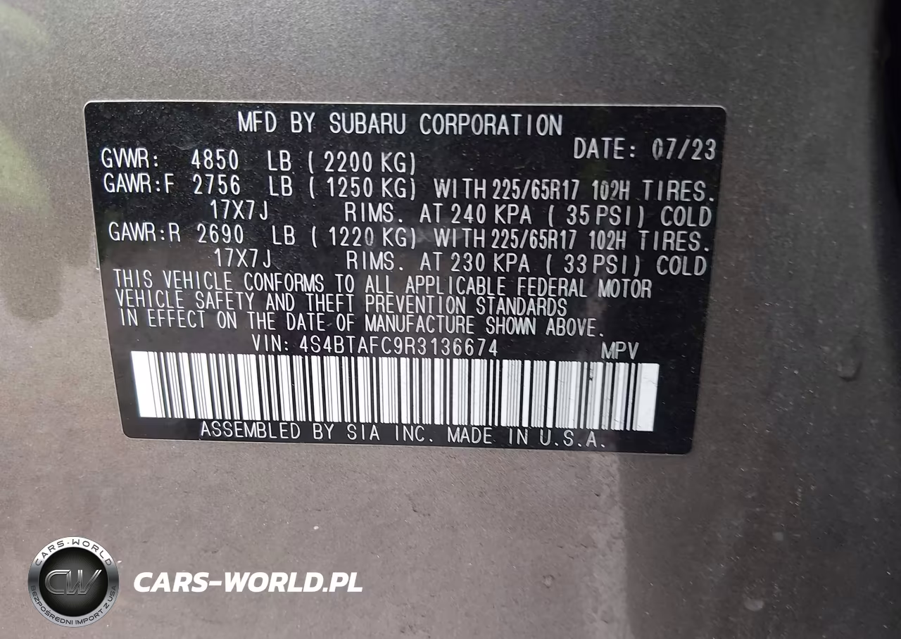 2024 Subaru Outback Premium VIN:4S4BTAFC9R3136674 - 9