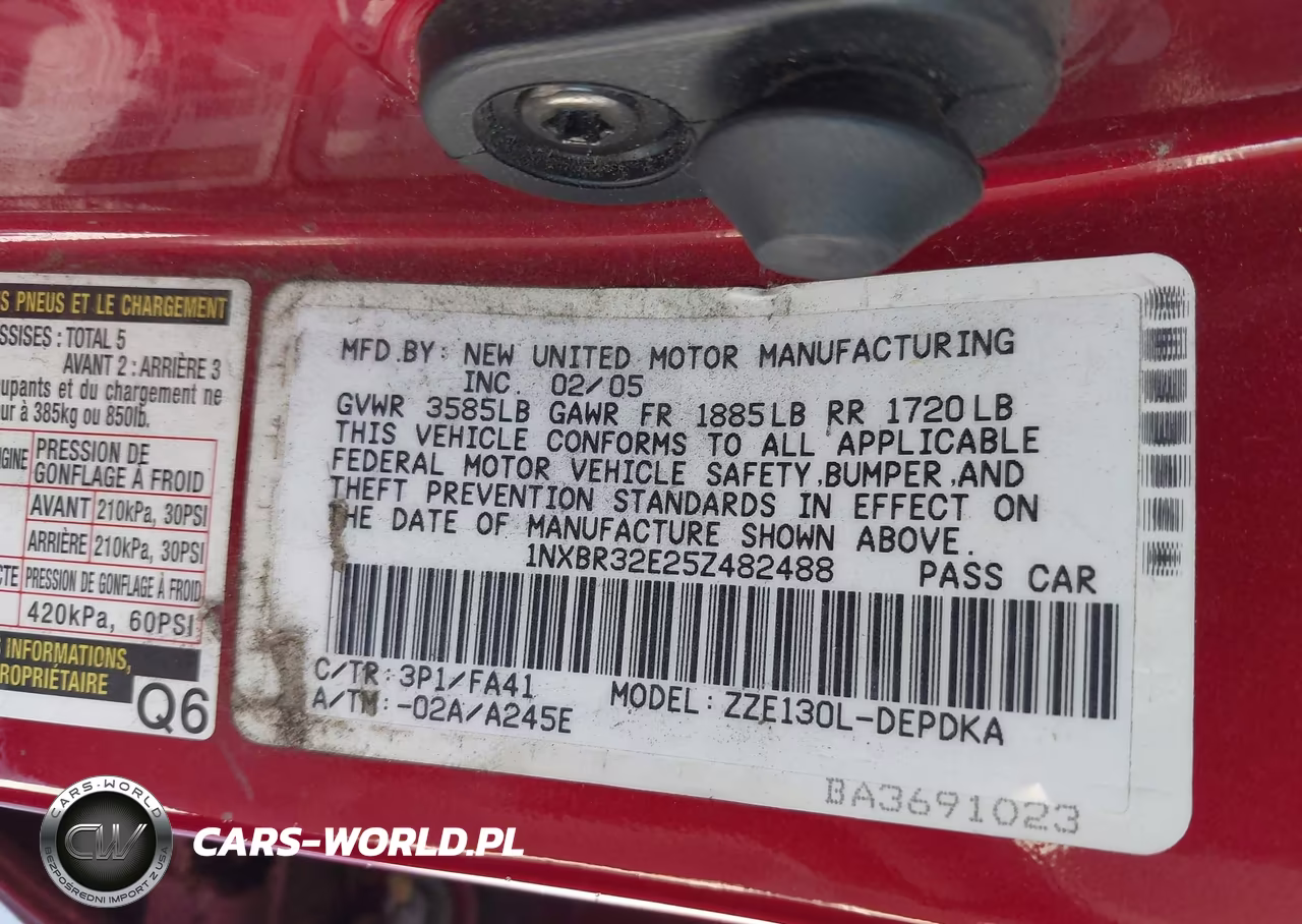 2005 Toyota Corolla Ce VIN:1NXBR32E25Z482488 - 9