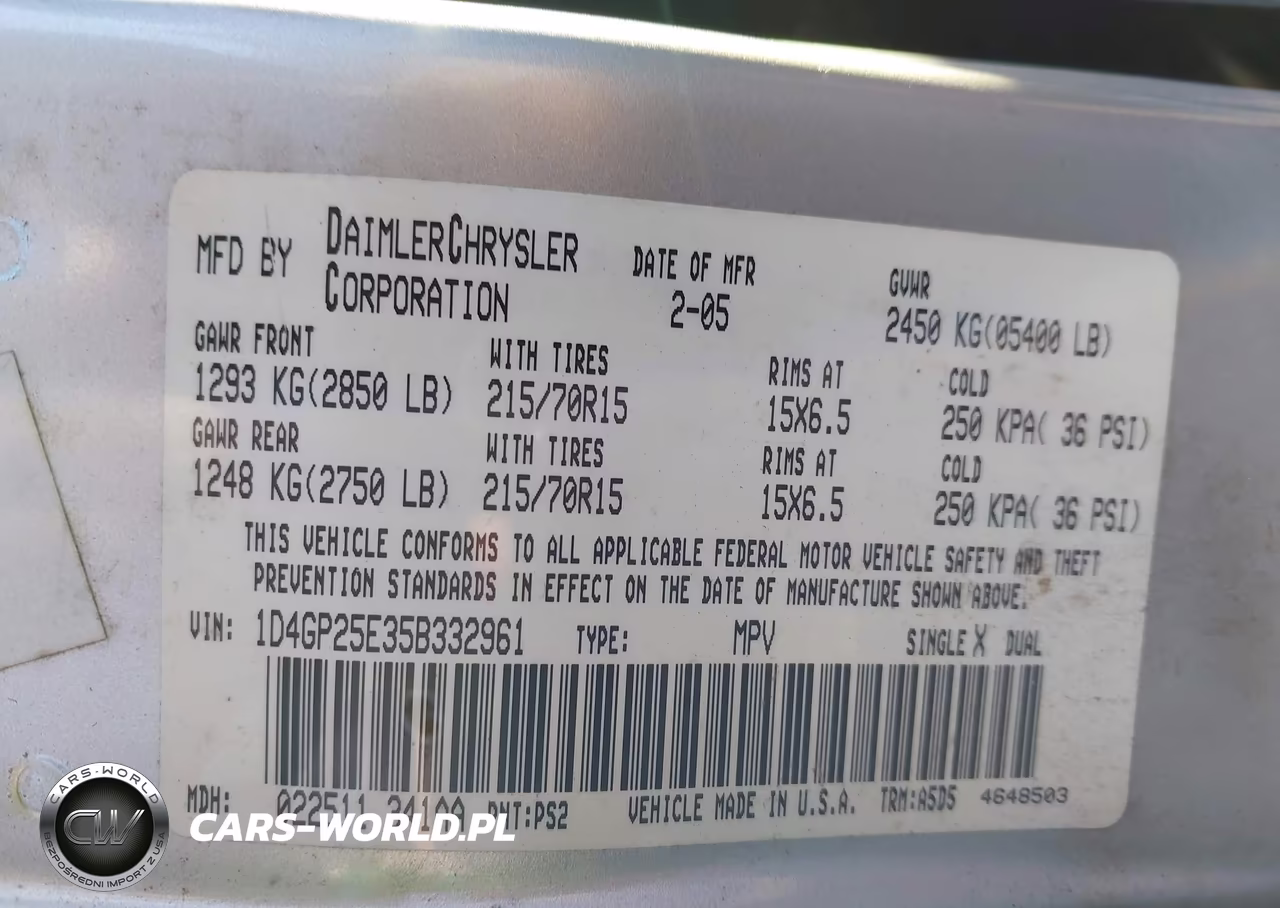 2005 Dodge Caravan Se VIN:1D4GP25E35B332961 - 9