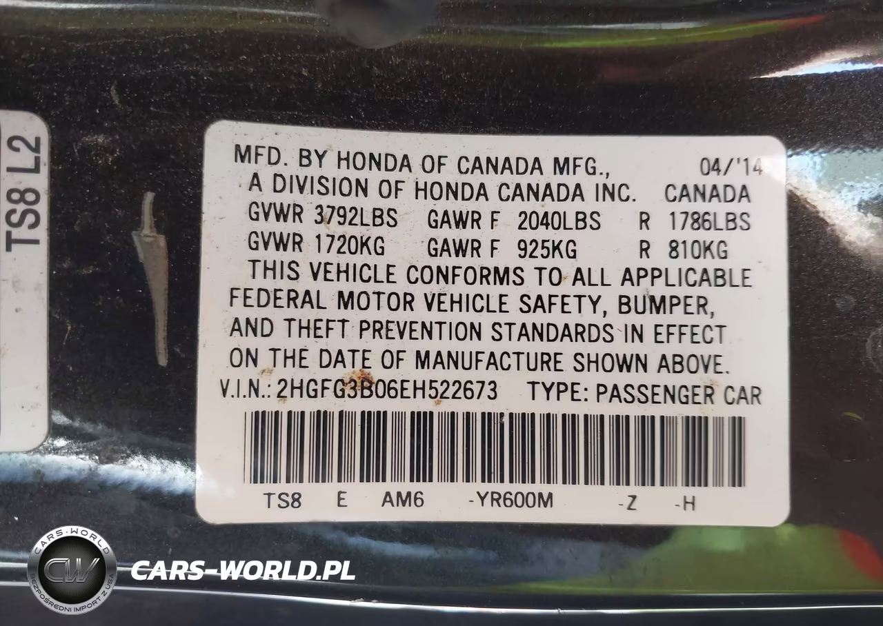 2014 Honda Civic Ex-L VIN:2HGFG3B06EH522673 - 9