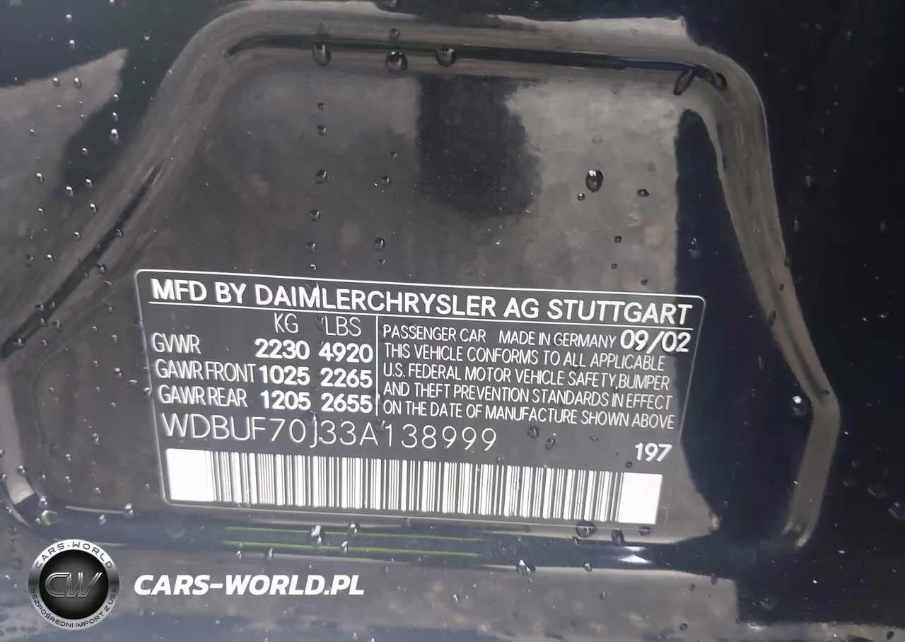 2003 Mercedes-Benz E 500 VIN:WDBUF70J33A138999 - 9