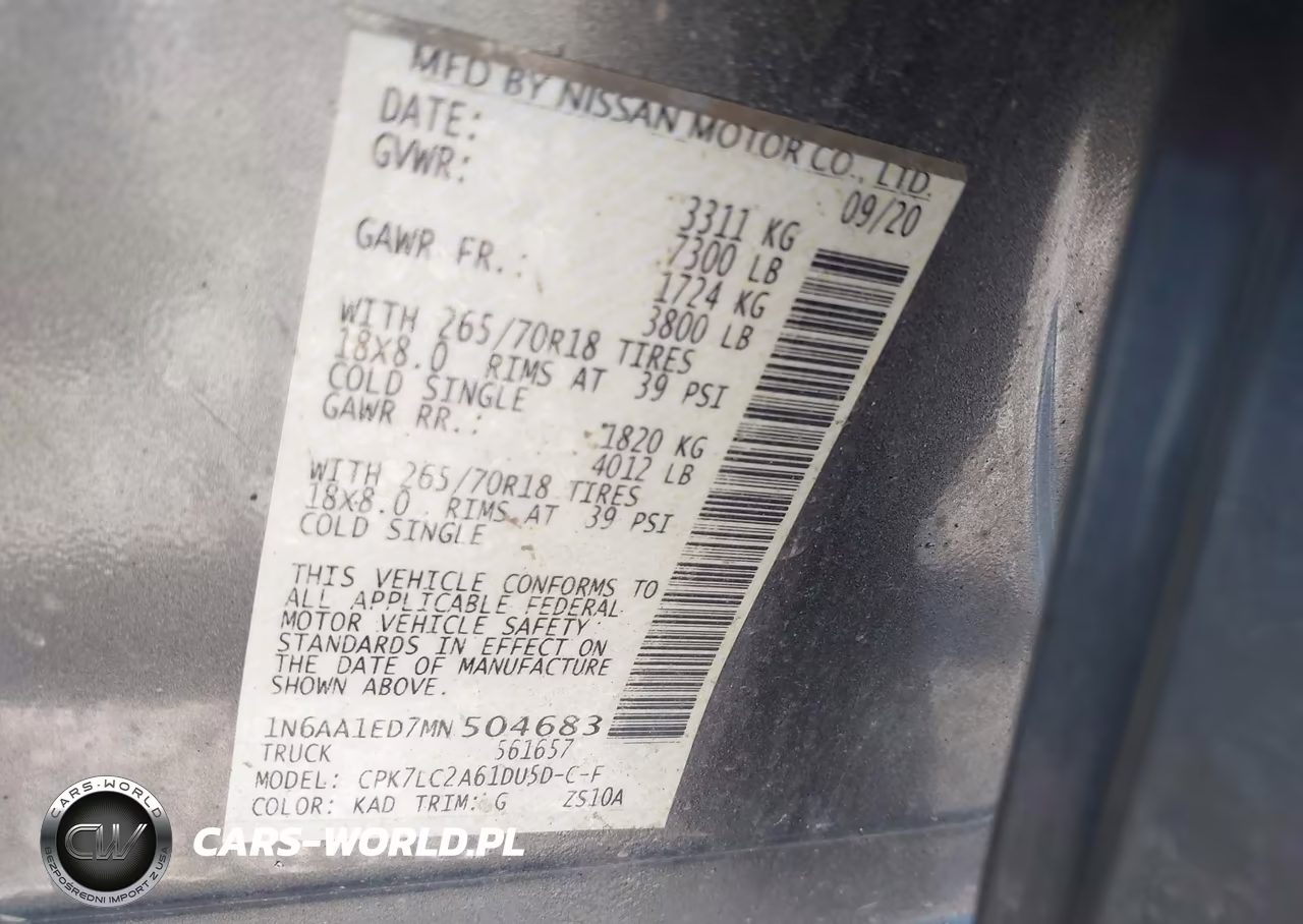 2021 Nissan Titan Sv 4X4 VIN:1N6AA1ED7MN504683 - 9