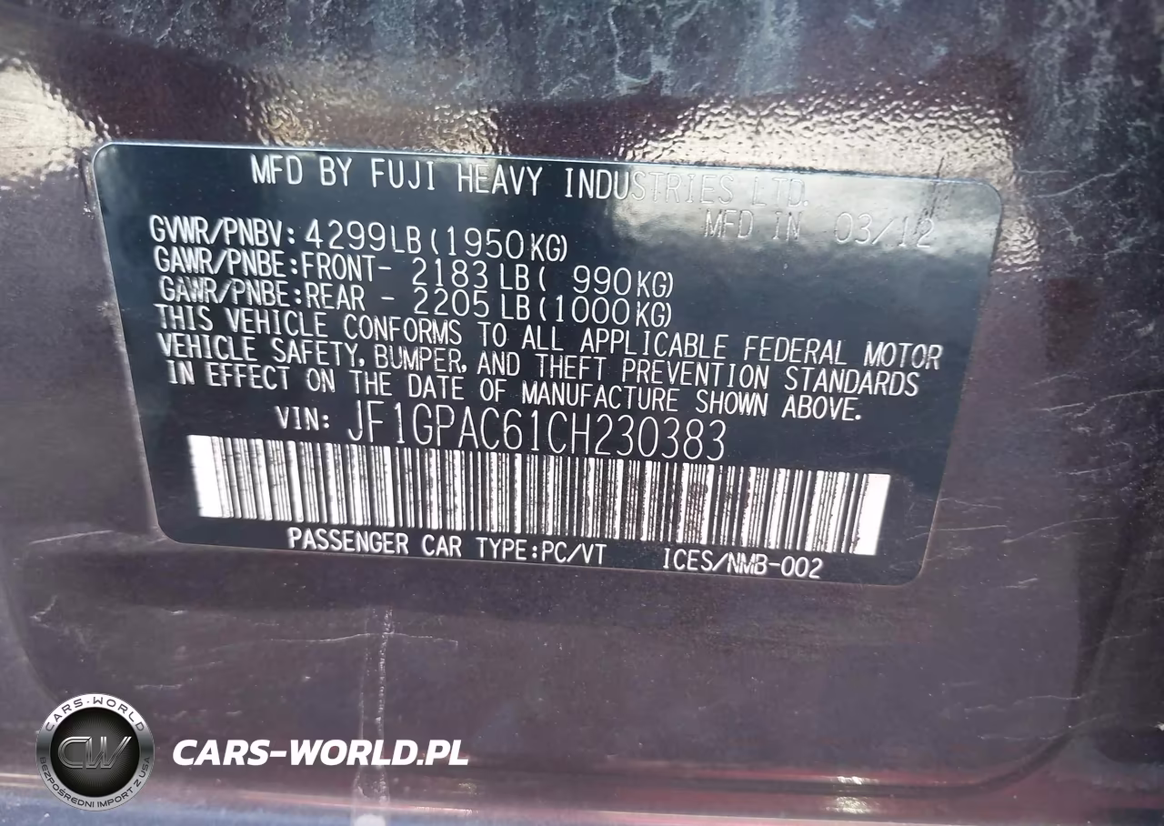 2012 Subaru Impreza 2.0I Premium VIN:JF1GPAC61CH230383 - 9