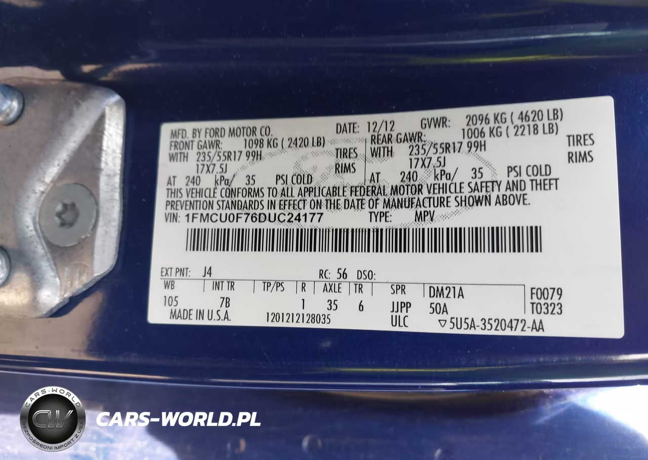 2013 Ford Escape S VIN:1FMCU0F76DUC24177 - 9