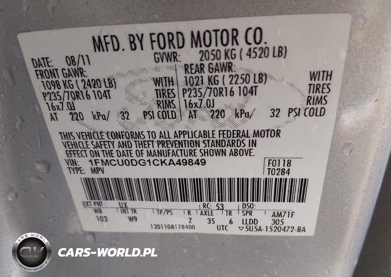 2012 Ford Escape Xlt VIN:1FMCU0DG1CKA49849 - 9