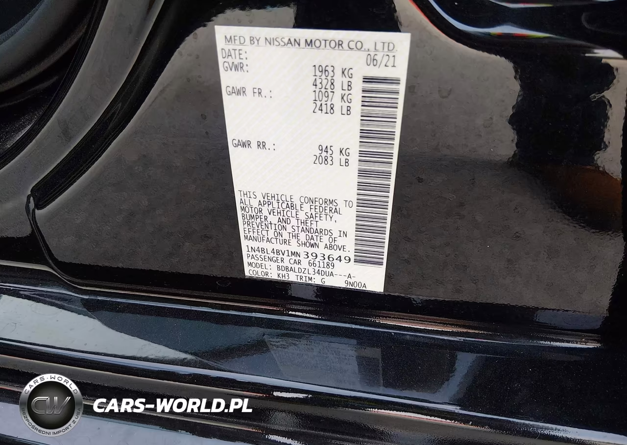2021 Nissan Altima S Fwd VIN:1N4BL4BV1MN393649 - 9