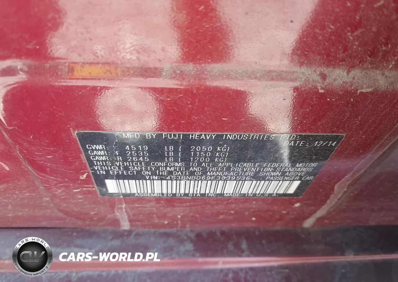 2015 Subaru Legacy 2.5I Premium VIN:4S3BNBD69F3039536 - 9