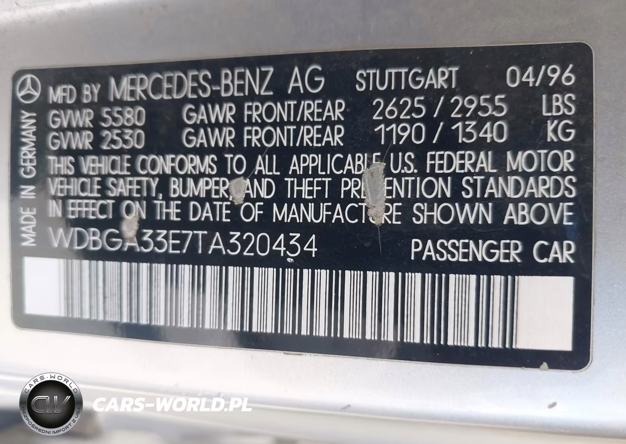 1996 Mercedes-Benz S 320 VIN:WDBGA33E7TA320434 - 9