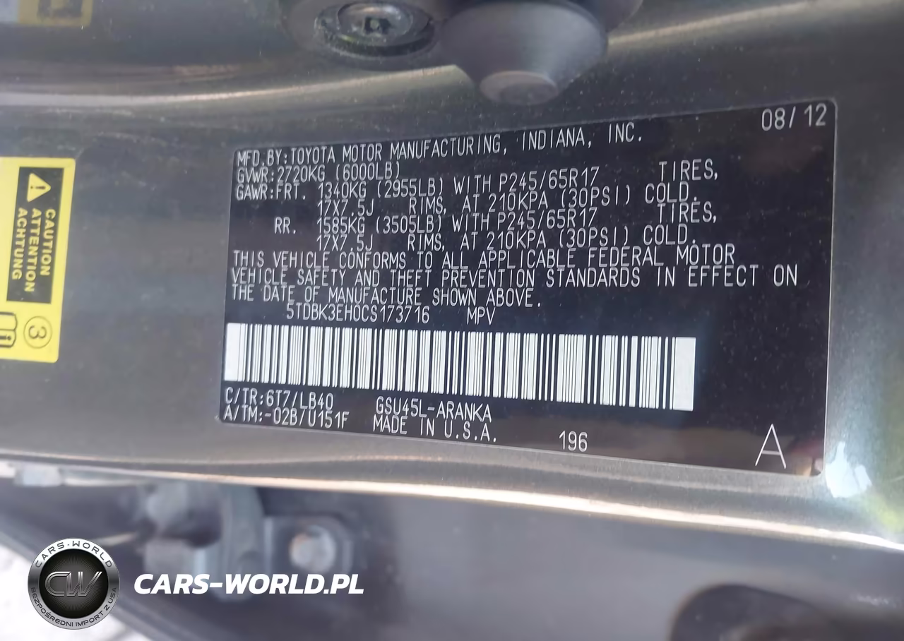 2012 Toyota Highlander Se V6 VIN:5TDBK3EH0CS173716 - 9