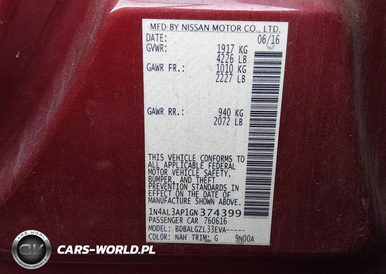 2016 Nissan Altima 2.5-2.5 S-2.5 Sl-2.5 Sr-2.5 Sv VIN:1N4AL3AP1GN374399 - 9