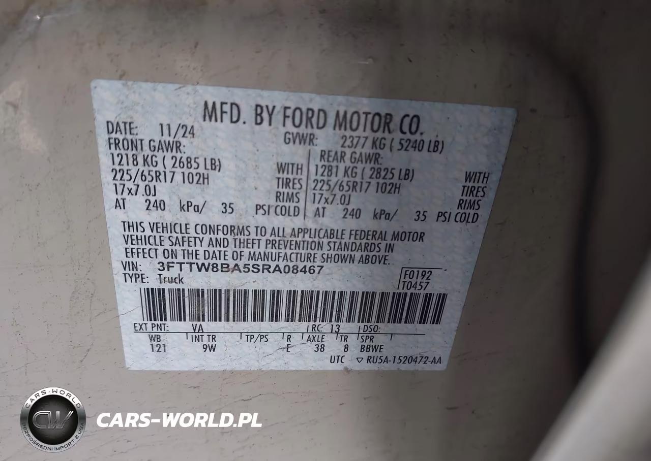 2025 Ford Maverick Xl VIN:3FTTW8BA5SRA08467 - 9