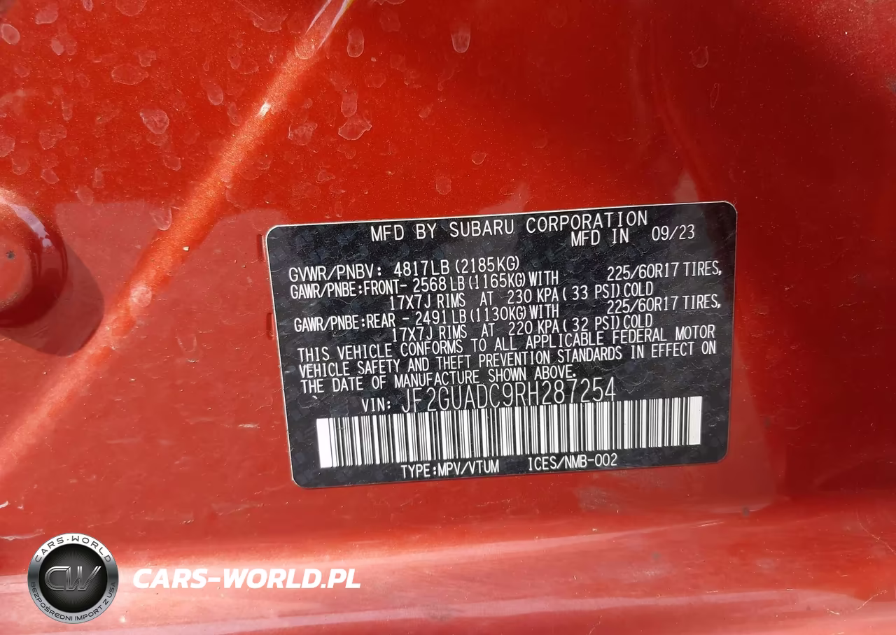 2024 Subaru Crosstrek Premium VIN:JF2GUADC9RH287254 - 9