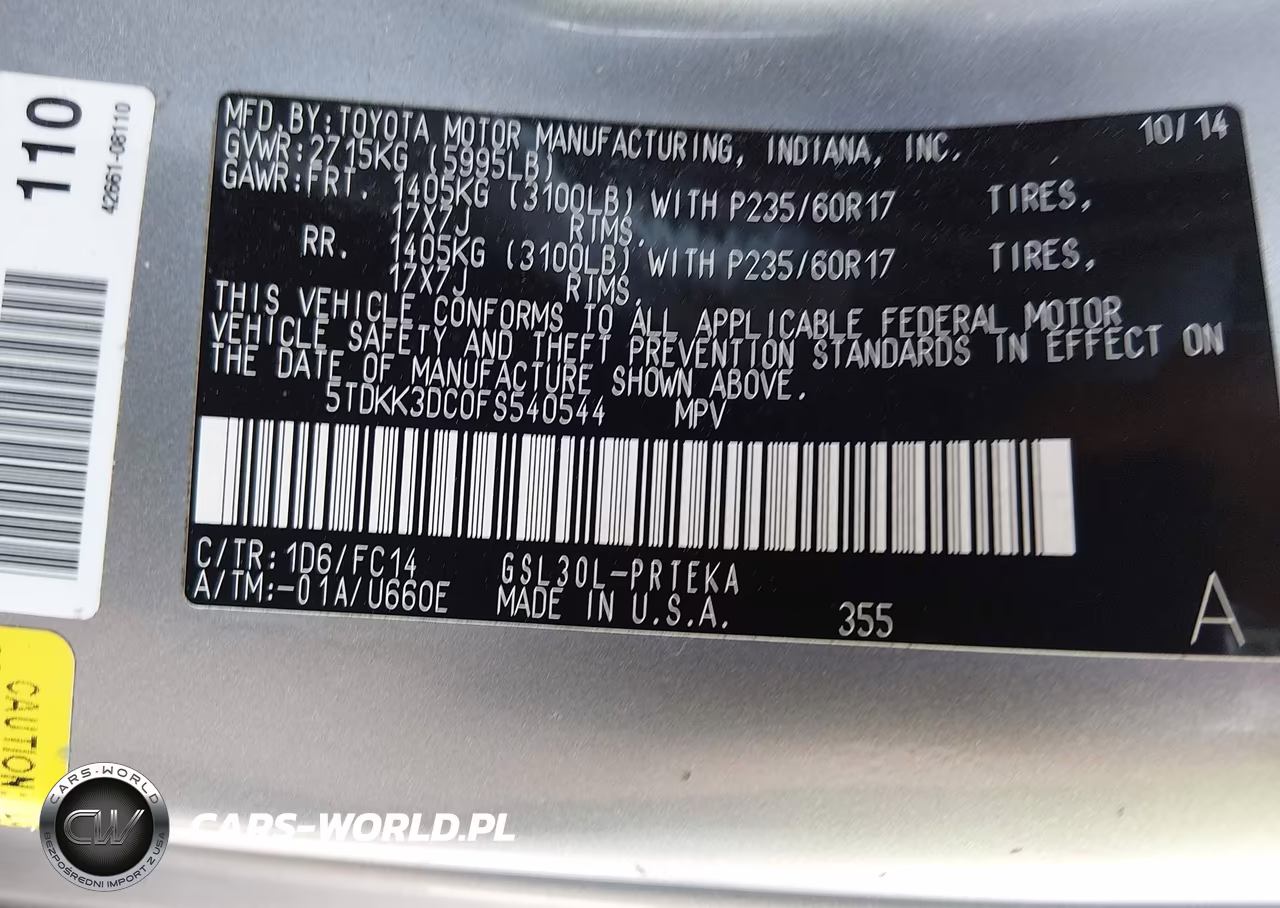 2015 Toyota Sienna Le 8 Passenger VIN:5TDKK3DC0FS540544 - 9