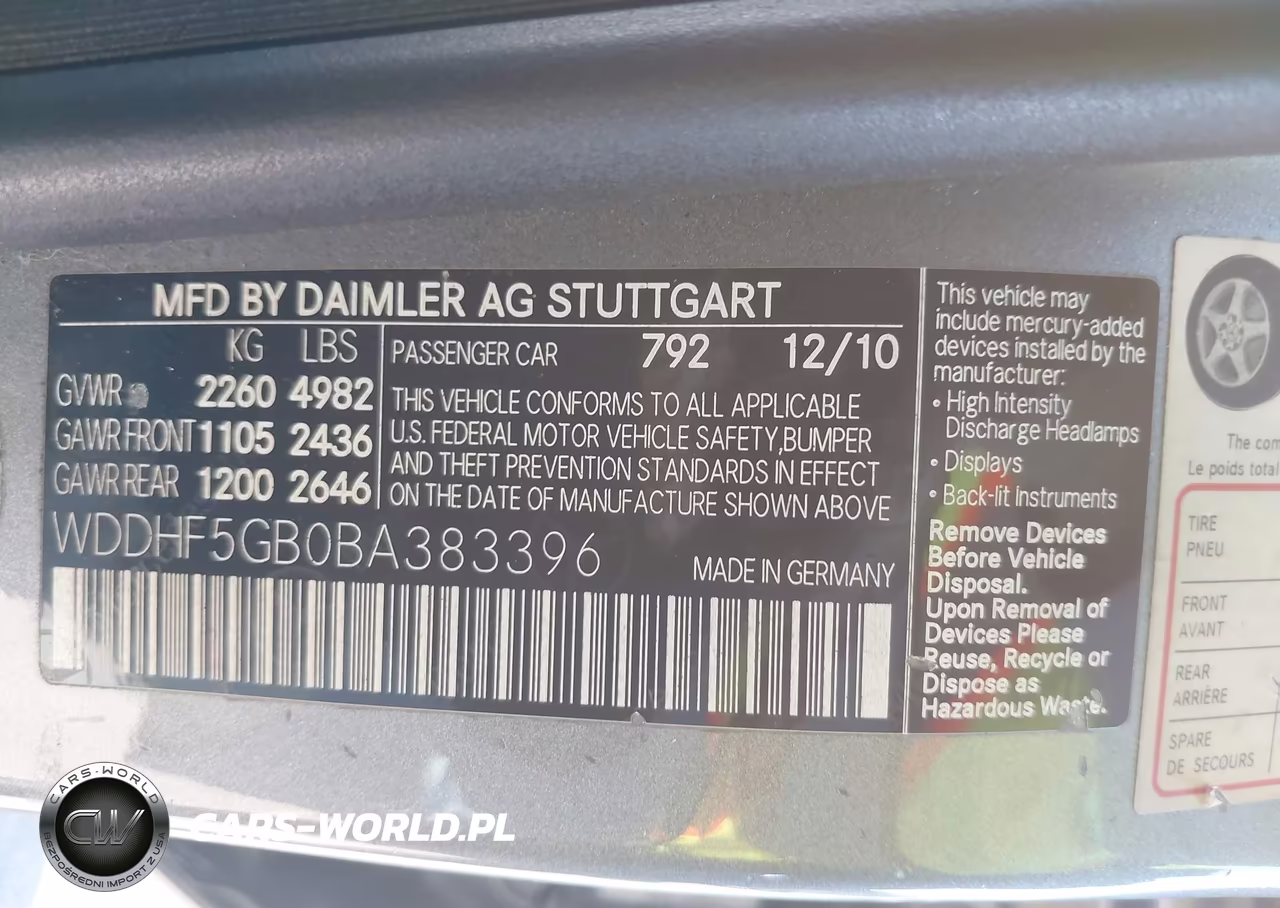 2011 Mercedes-Benz E 350 VIN:WDDHF5GB0BA383396 - 9