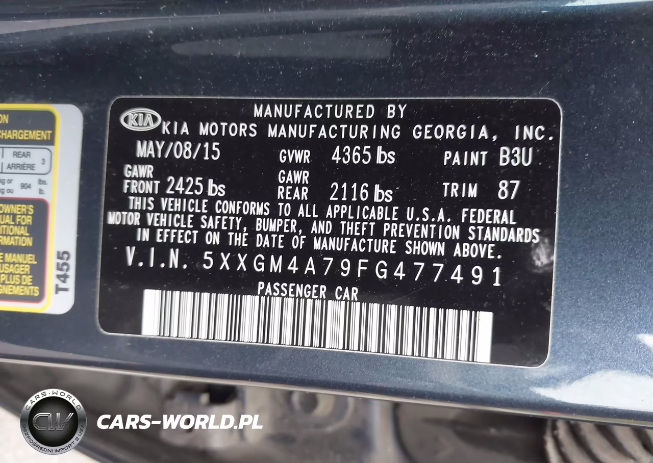 2015 Kia Optima Lx VIN:5XXGM4A79FG477491 - 9