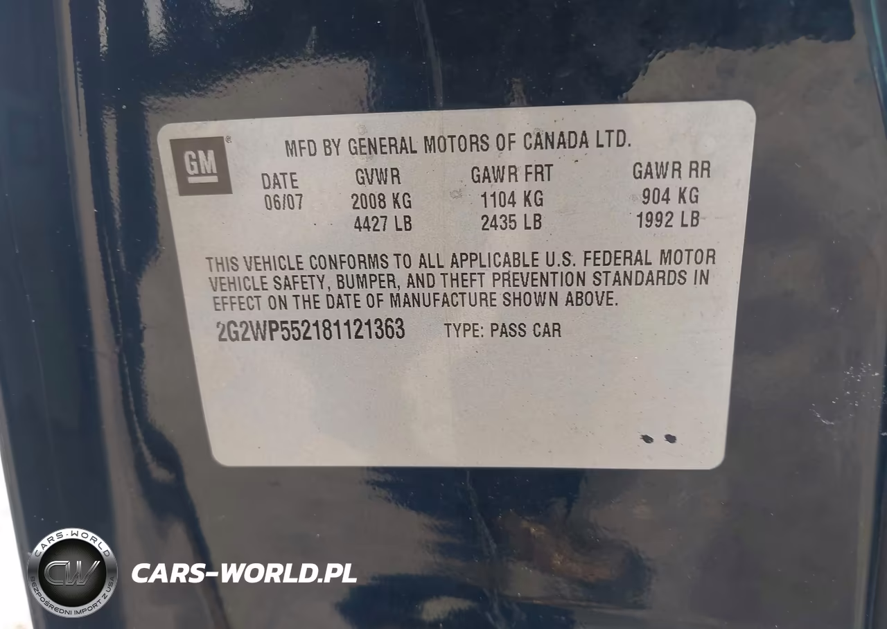 2008 Pontiac Grand Prix VIN:2G2WP552181121363 - 9