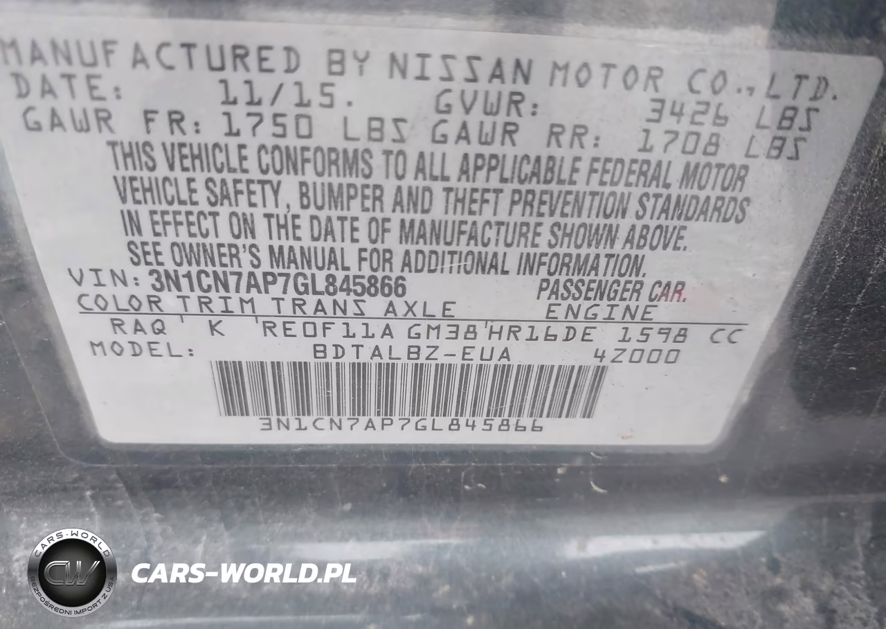 2016 Nissan Versa 1.6 Sv VIN:3N1CN7AP7GL845866 - 9