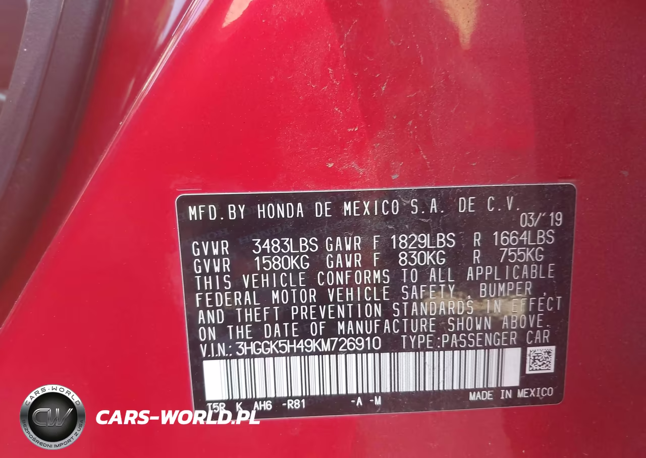 2019 Honda Fit Lx VIN:3HGGK5H49KM726910 - 9