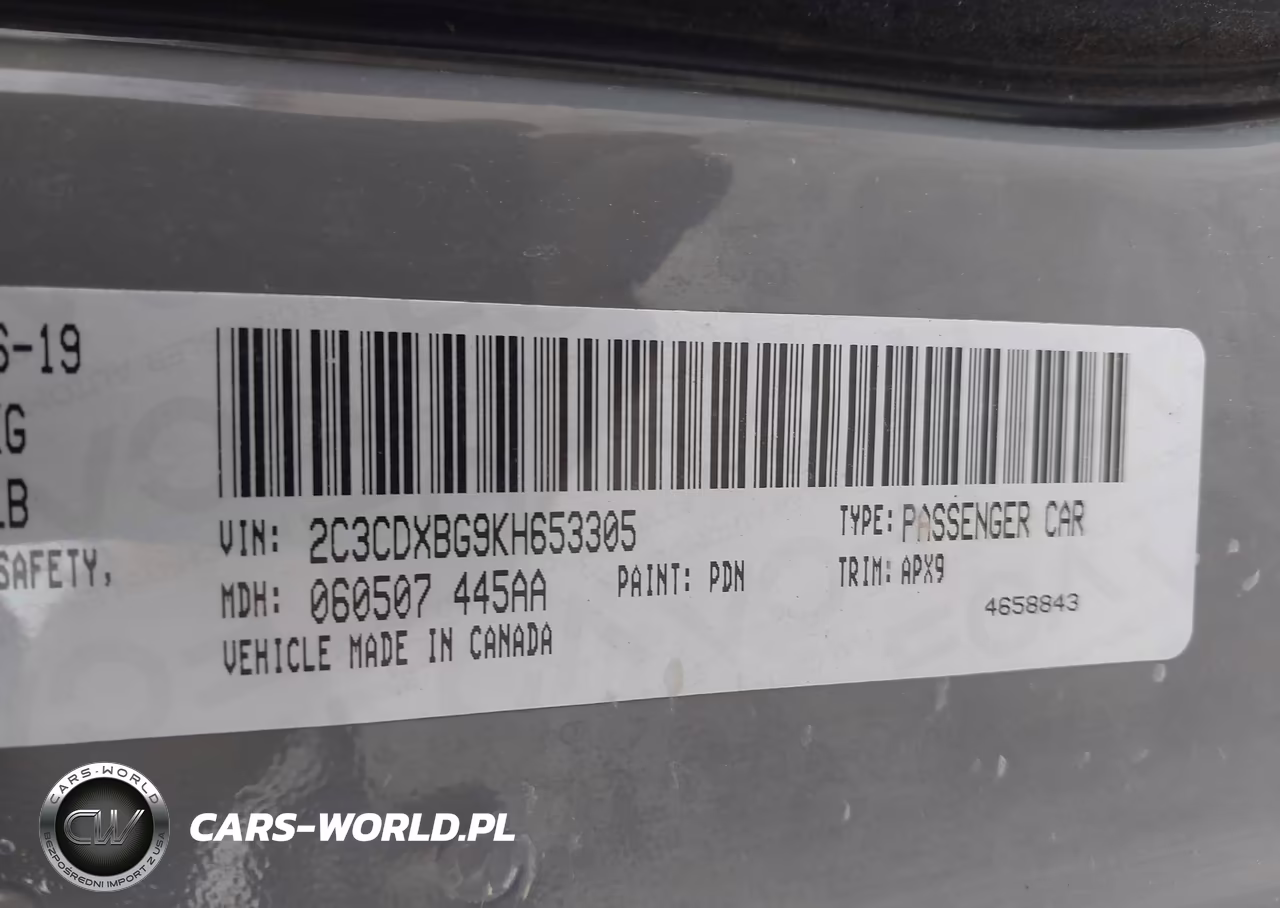 2019 Dodge Charger Sxt Rwd VIN:2C3CDXBG9KH653305 - 9