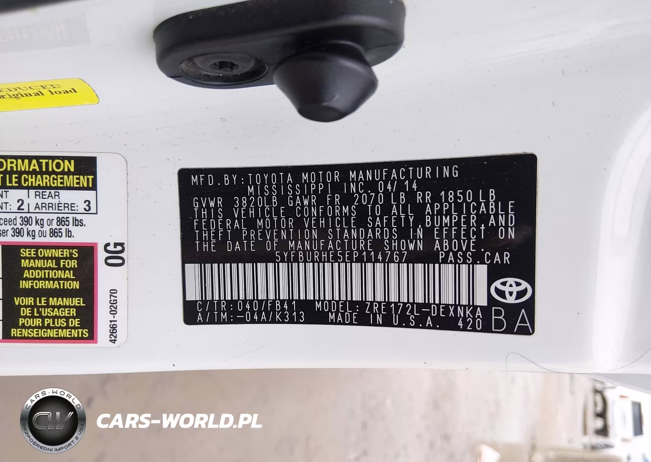 2014 Toyota Corolla Le VIN:5YFBURHE5EP114767 - 9