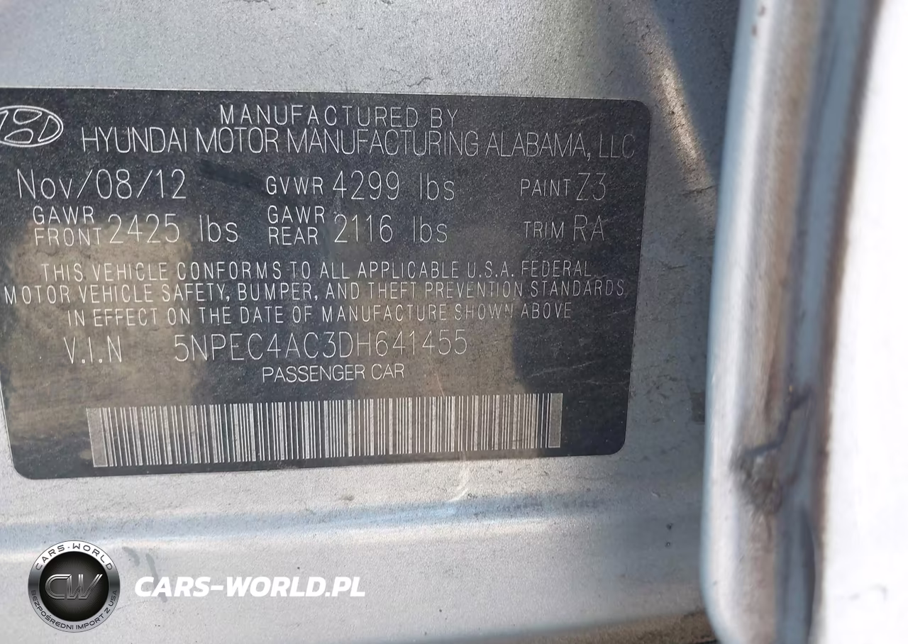 2013 Hyundai Sonata Limited VIN:5NPEC4AC3DH641455 - 9
