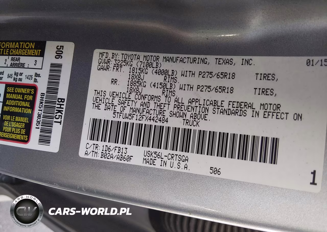 2015 Toyota Tundra Sr5 5.7L V8 VIN:5TFUW5F12FX442484 - 9